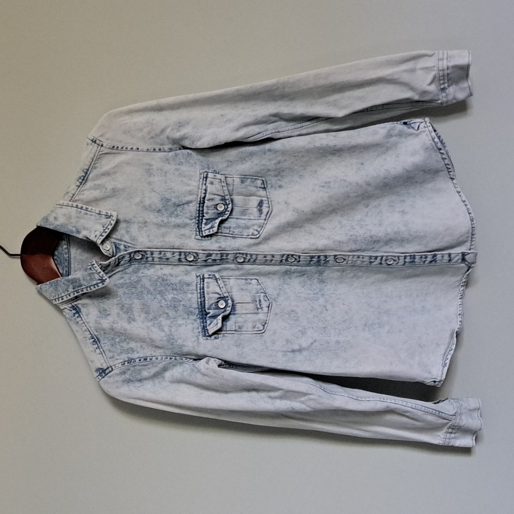 90's GAP Denim Acid Wash Jean Shirt Light Blue Vintage Western Shirt Festival XS